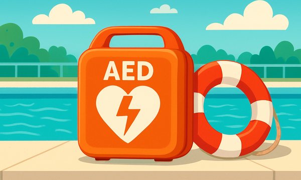 Cartoon illustration: AEDs and Drowning