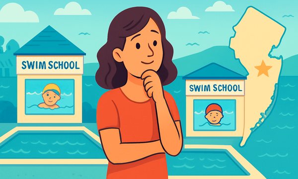 Cartoon illustration: Aqua-Tots NJ vs. Local Swim Schools