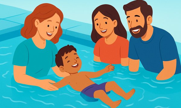 Cartoon illustration: Aquatic Therapy for Children