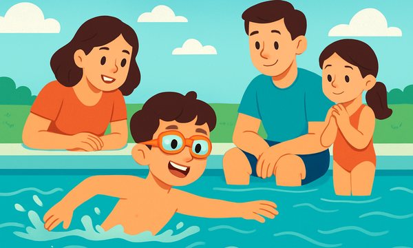 Cartoon illustration: At What Age Can Kids Swim Without Adult Supervision?