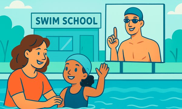Cartoon illustration: Celebrity Swim School Endorsements
