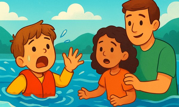 Cartoon illustration: Cold Water Shock