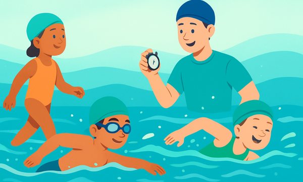 Cartoon illustration: Conditioning for a Mile Swim