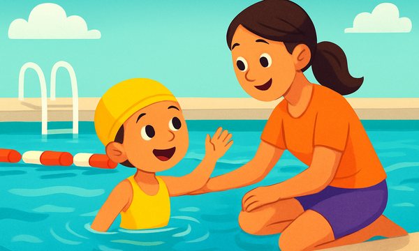 Cartoon illustration: Is Your Child Ready for Deep Water? A Parent's Guide