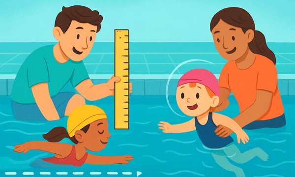 Cartoon illustration: Distance-Based vs. Skill-Based Swim Progress