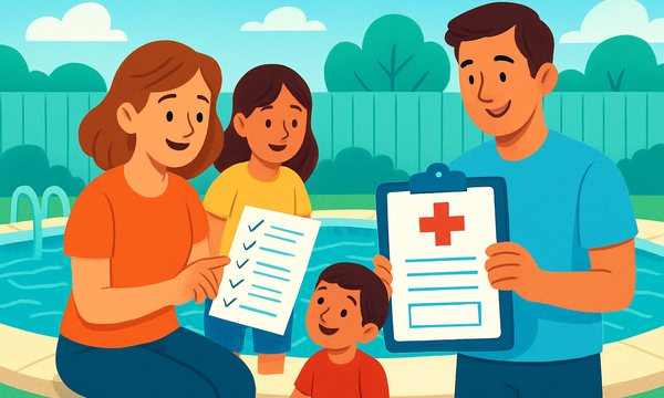 Cartoon illustration: How to Create an Emergency Action Plan for Your Home Pool