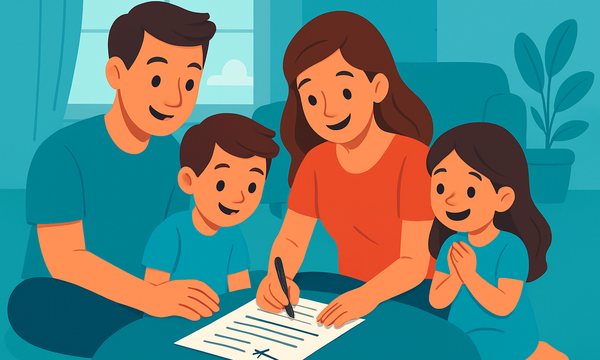 Cartoon illustration: Family Water Safety Pledge (Free Printable)