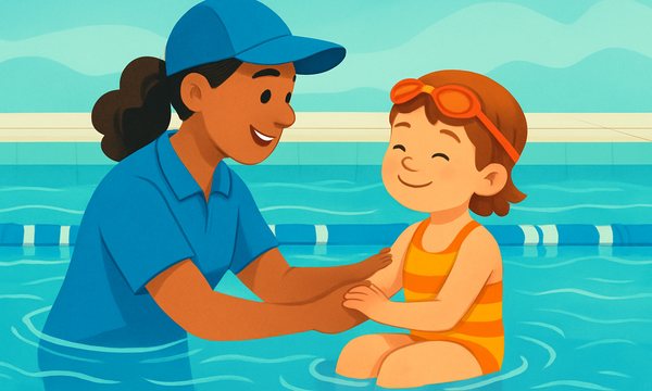 Cartoon illustration: Full-Time vs. Part-Time Swim Instructors
