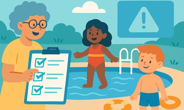 Cartoon illustration: Grandparent Water Safety Checklist (Free Printable)