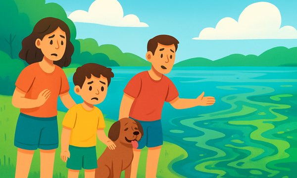 Cartoon illustration: Harmful Algal Blooms