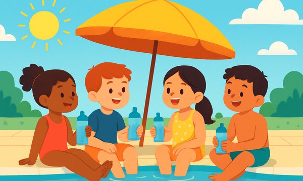 Cartoon illustration: Heat Illness in Young Swimmers