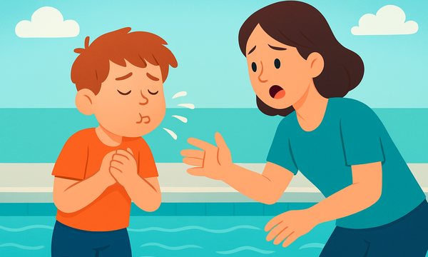 Cartoon illustration: Why Hyperventilating Before Swimming Is Dangerous for Kids