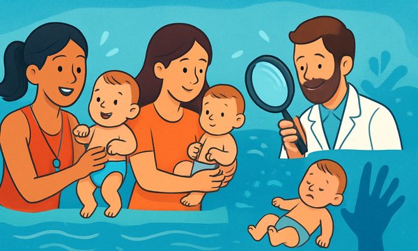 Cartoon illustration: Do Infant Survival Swim Programs Work? The Evidence