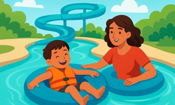 Cartoon illustration: Lazy River Safety for Kids