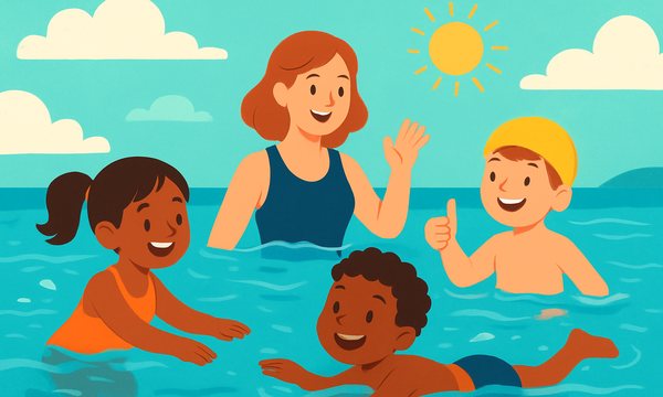 Cartoon illustration: Life Skills Children Gain From Swimming