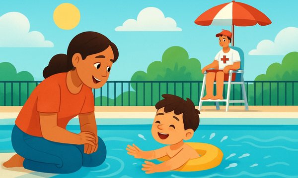 Cartoon illustration: Lifeguards Don't Replace Supervision