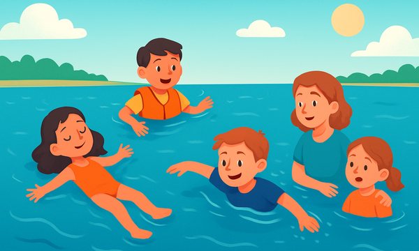 Cartoon illustration: Open Water Survival Skills