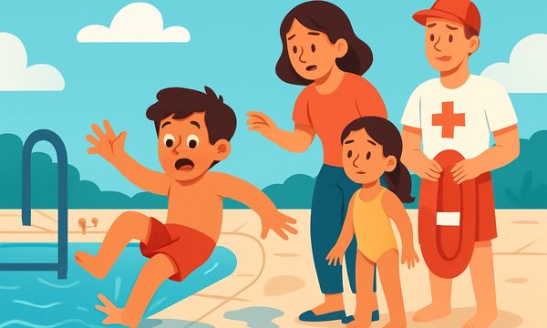 Cartoon illustration: Pool Deck Safety