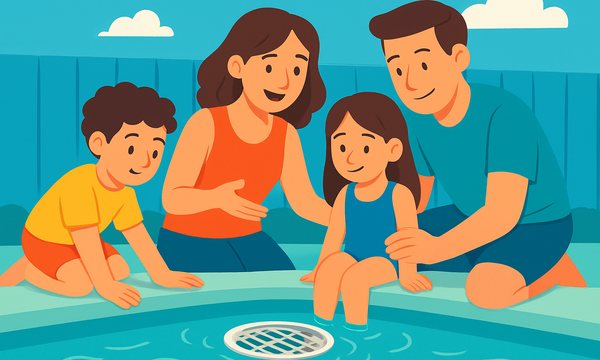 Cartoon illustration: Pool Drain Safety