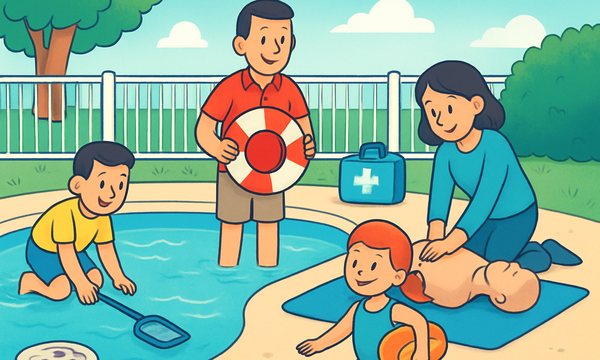 Cartoon illustration: Pool Opening Season