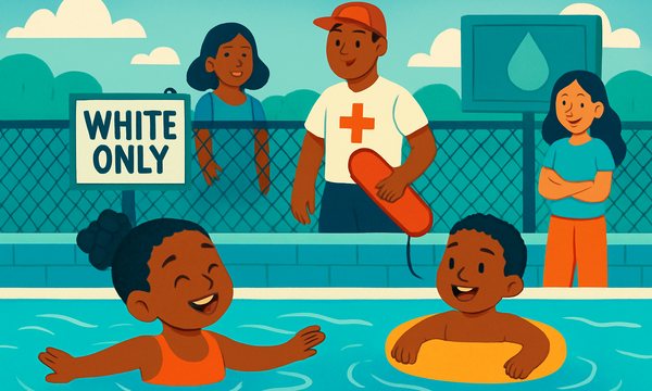 Cartoon illustration: The History of Pool Segregation and Why Black Children Drown at Higher Rates