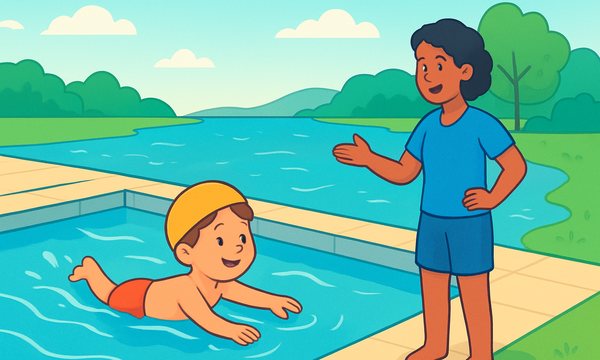 Cartoon illustration: Pool to Open Water