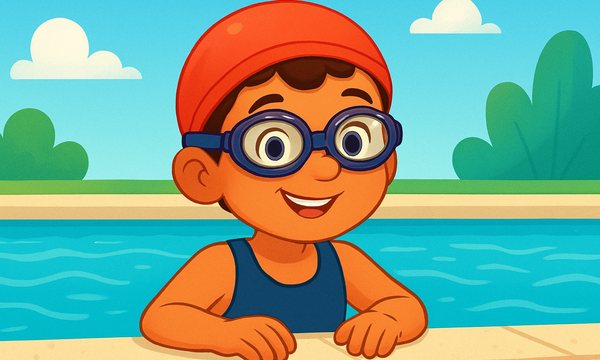 Cartoon illustration: Prescription Swim Goggles