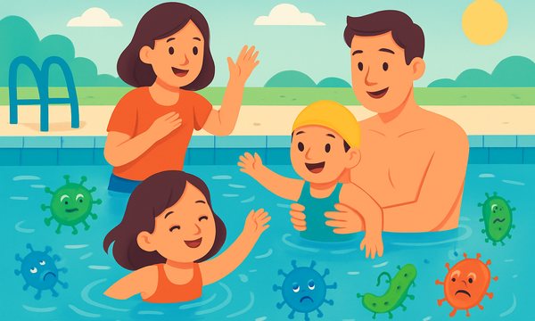 Cartoon illustration: Public Pool Hygiene