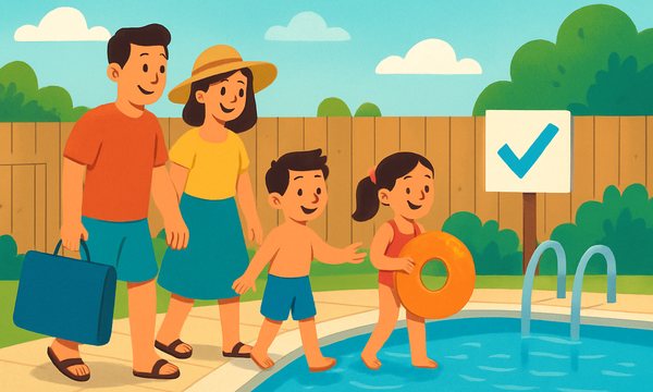 Cartoon illustration: Renting a Private Pool