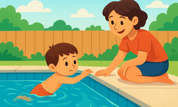 Cartoon illustration: Self-Rescue in Your Own Pool