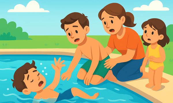 Cartoon illustration: Shallow Water Blackout