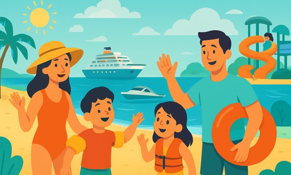 Cartoon illustration: Spring Break Water Safety for Kids