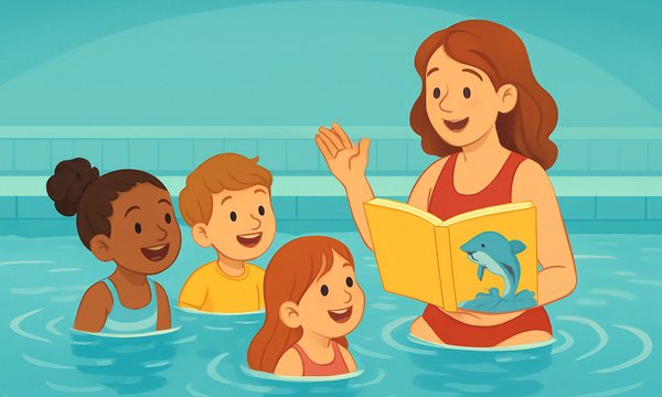 Cartoon illustration: Story-Based Swim Lessons: Does Narrative Teaching Actually Work?