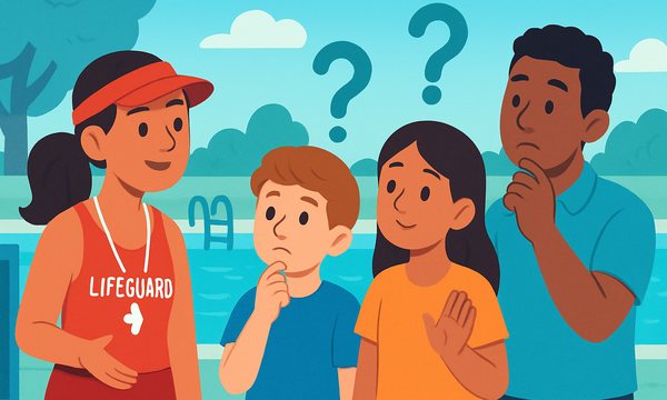 Cartoon illustration: Summer Camp Water Safety