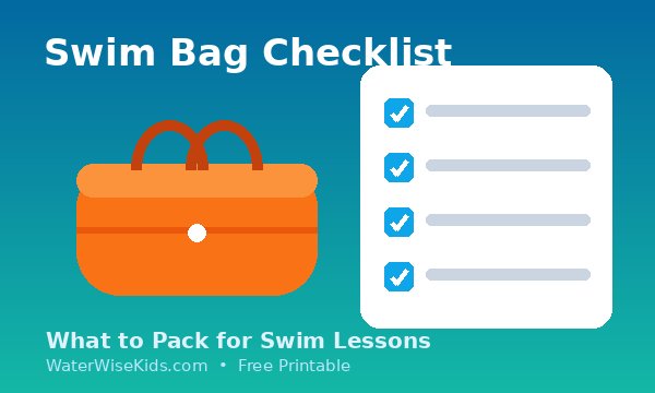Cartoon illustration: Swim Bag Checklist for Kids' Swim Lessons (Free Printable)