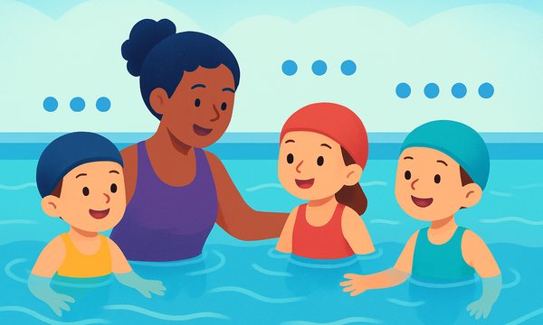Cartoon illustration: Why Your Child's Swim Class Ratio Changes by Level — and How to Use It