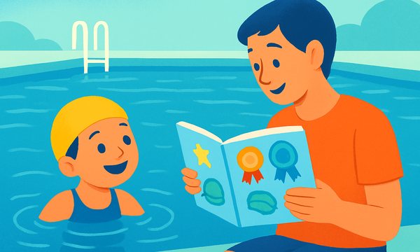 Cartoon illustration: Swim Curriculum Credentials Decoded