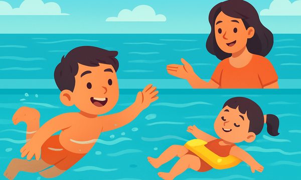 Cartoon illustration: The Swim-Float-Swim Method Explained