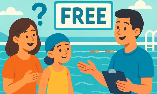 Cartoon illustration: Swim Lesson Guarantees Decoded