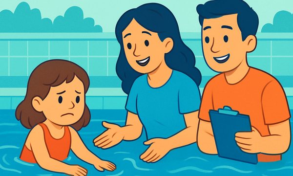 Cartoon illustration: When Your Child Hits a Swim Lesson Plateau