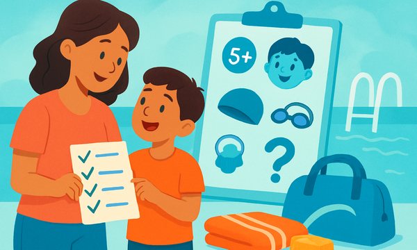 Cartoon illustration: Swim Lesson Readiness Checklist for Parents