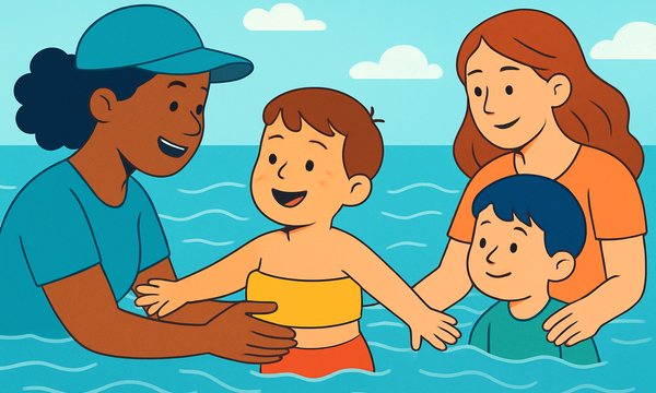 Cartoon illustration: Swim Lessons for Children with Autism and Sensory Differences