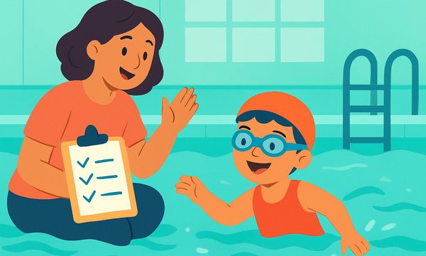 Cartoon illustration: What Swim Level Is My Child? A Parent's Guide to Assessment