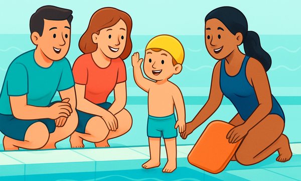 Cartoon illustration: Swim Readiness at Age Four