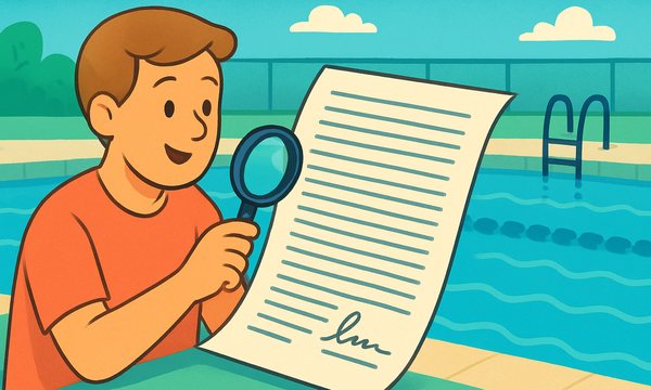 Cartoon illustration: Swim School Cancellation Policies Ranked: From Easy Email to In-Person Only