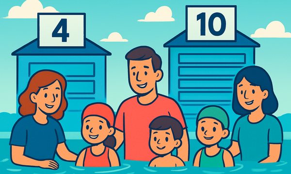 Cartoon illustration: Why Some Swim Schools Have 4 Levels and Others Have 10