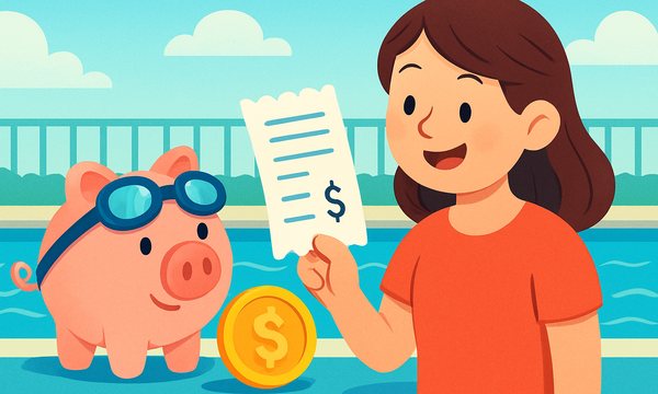 Cartoon illustration: Swim School Refund Policies Ranked: From "No Refunds Ever" to Money-Back Guarantees