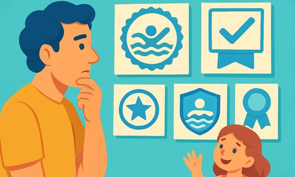 Cartoon illustration: Swim School Safety Seals