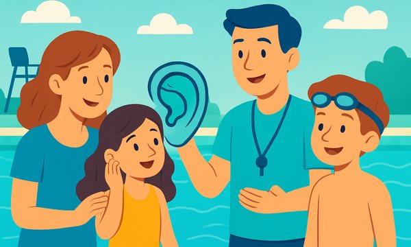 Cartoon illustration: Swimmer's Ear Prevention Kids