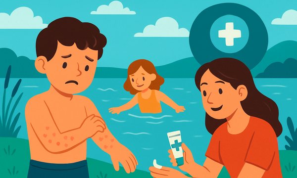Cartoon illustration: Swimmer's Itch